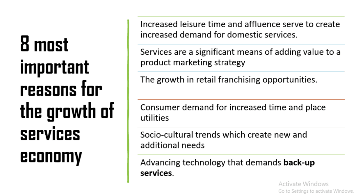 8 most important reasons for the growth of services economy